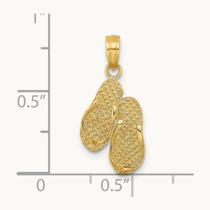 3D MYRTLE BEACH Flip-Flops Charm, 14K