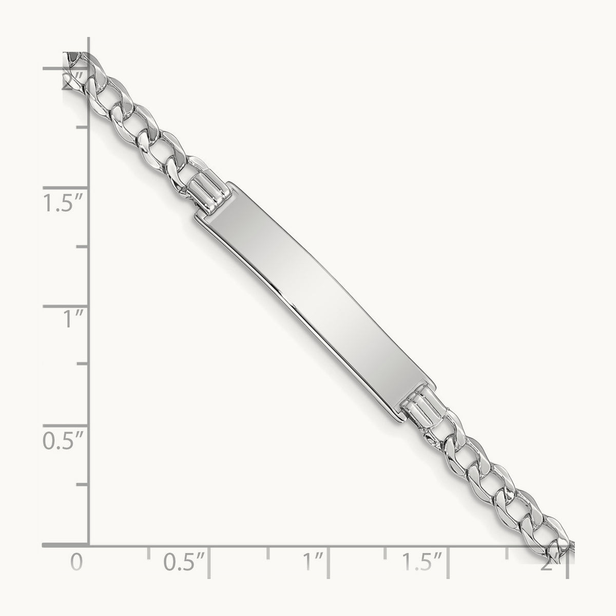 Semi-solid Curb Link 6.75in Id Bracelet in 14K White Gold