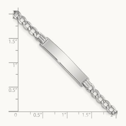 Semi-solid Curb Link 6.75in Id Bracelet in 14K White Gold
