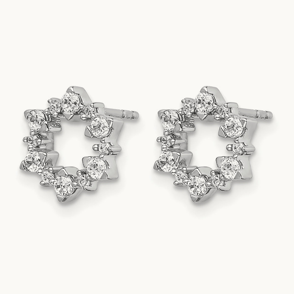 Diamond Fancy Sunburst Earrings, 14K White Gold