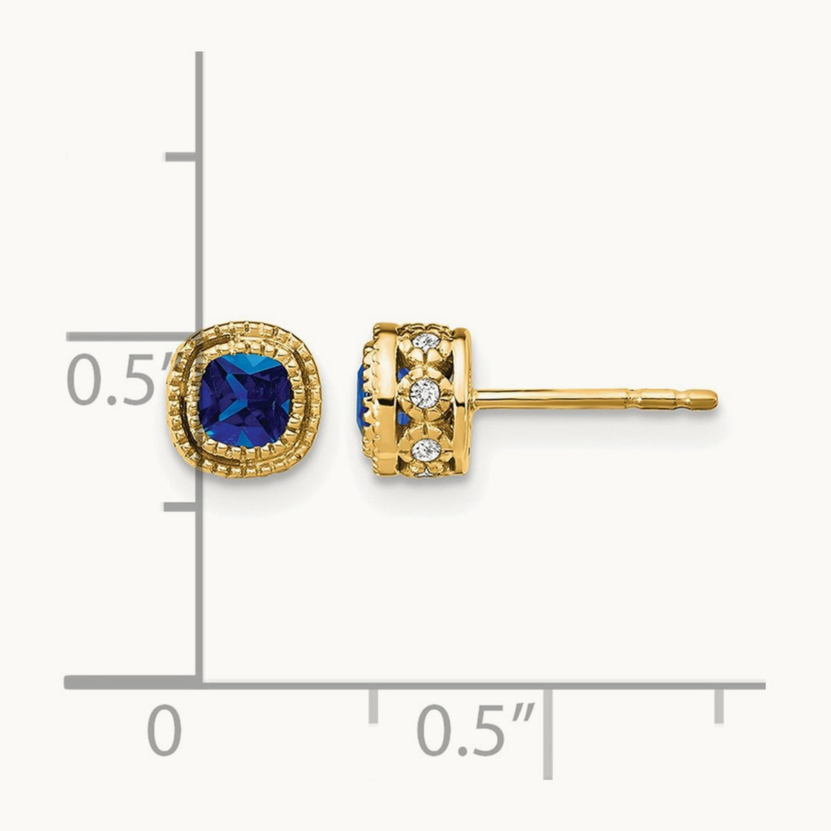 Cushion Sapphire and Diamond Earrings, 14K
