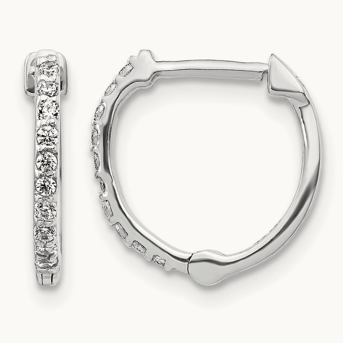 Hinged Hoop Earrings, 0.20 ct tw Lab-Grown Diamond — 14K White Gold