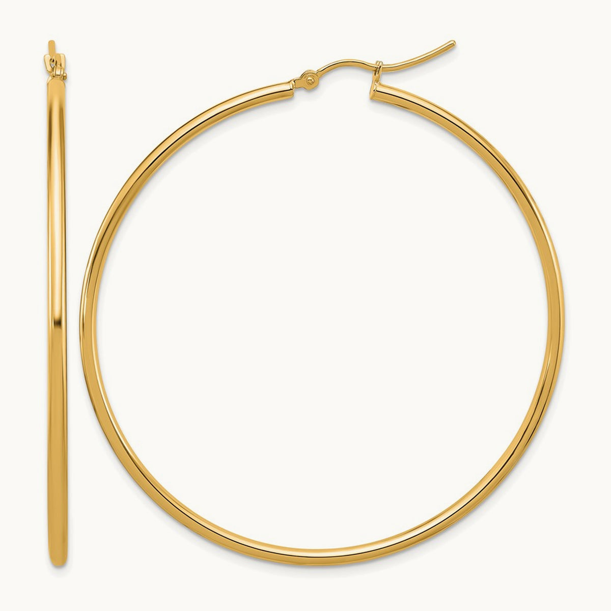 Polished Hinged Hoop Earrings — 10K Yellow Gold