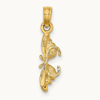 Orange Enameled Butterfly Sunglasses Charm, 14K