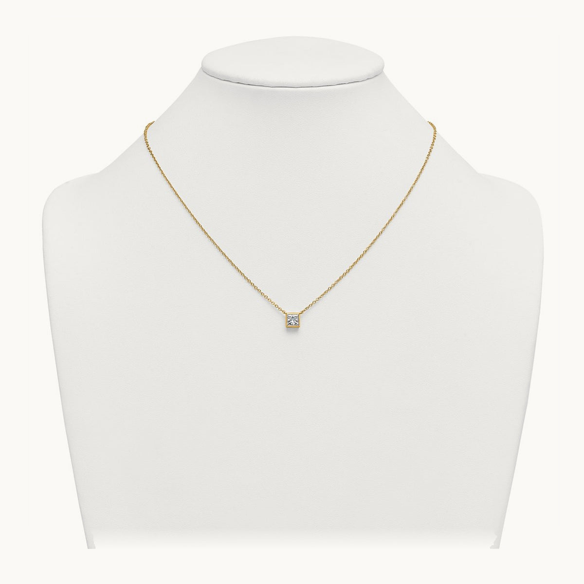 Princess Bezel Set Pendant, 1.00-4.00 ct tw Lab-Grown Diamond — 1 ct, 14K Yellow Gold