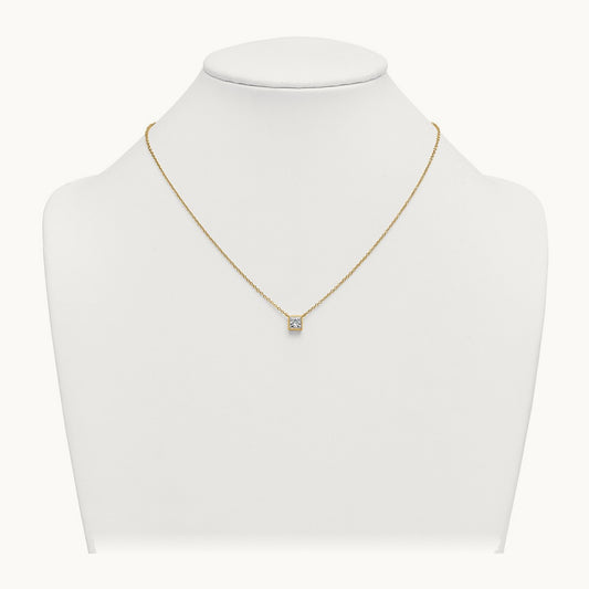 Princess Bezel Set Pendant, 1.00-4.00 ct tw Lab-Grown Diamond — 1 ct, 14K Yellow Gold