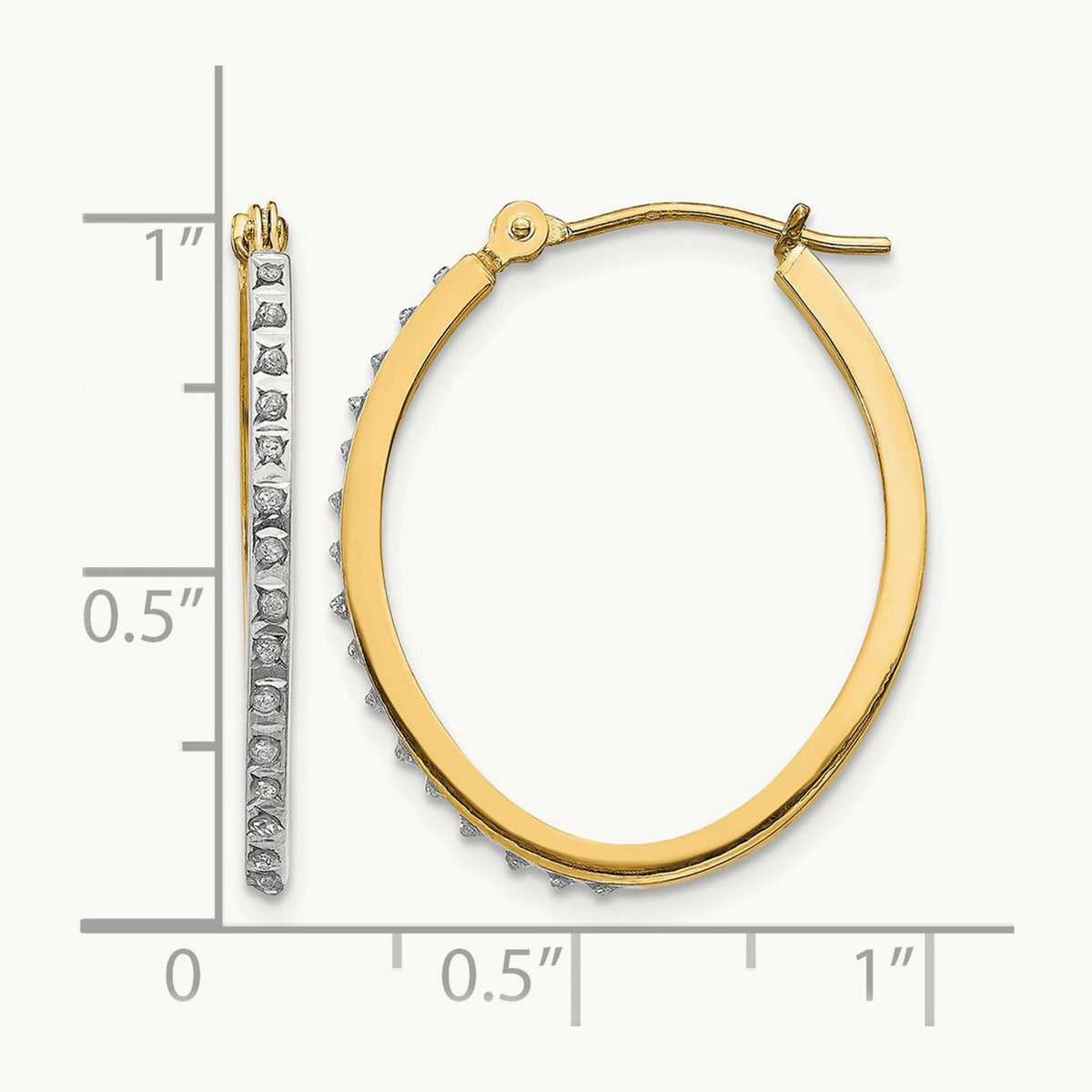 Diamond Fascination Diamond Dust/Accent Oval Hoop Earrings — 29mm