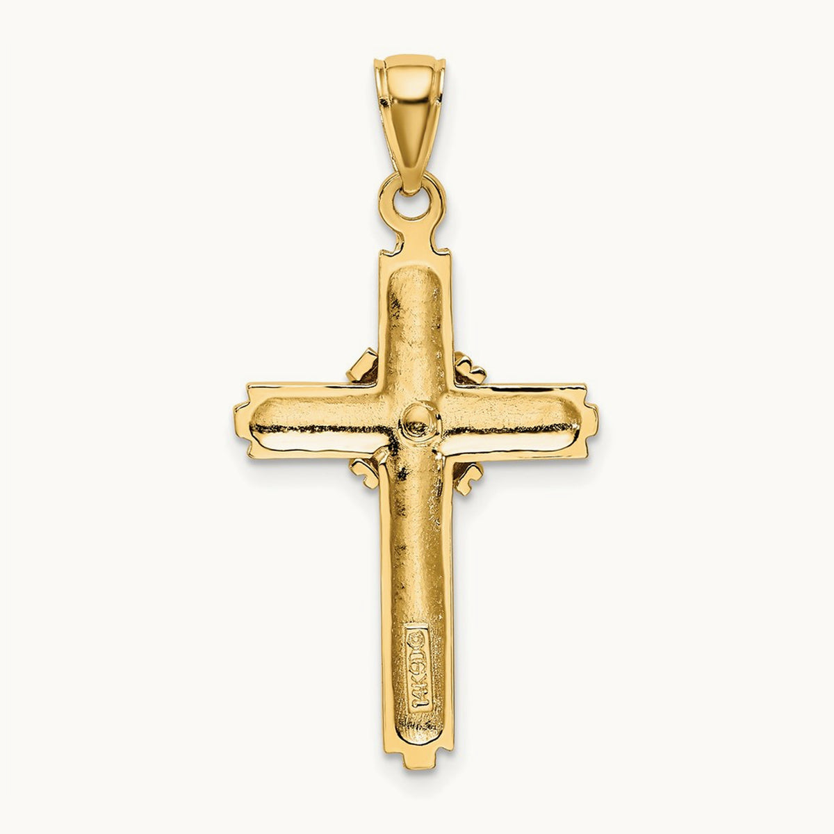 Beaded Center Design Cross Charm, 14K