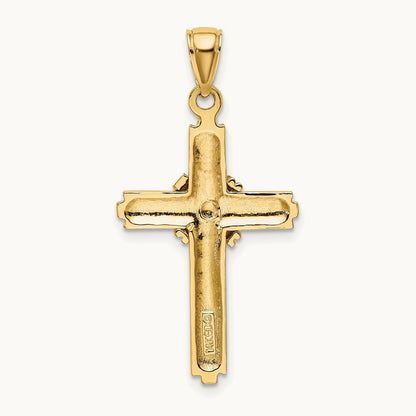 Beaded Center Design Cross Charm, 14K