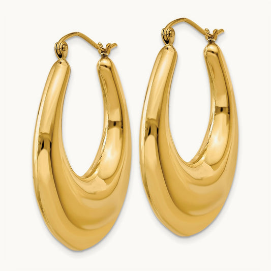 Polished Hoop Earrings, 14K