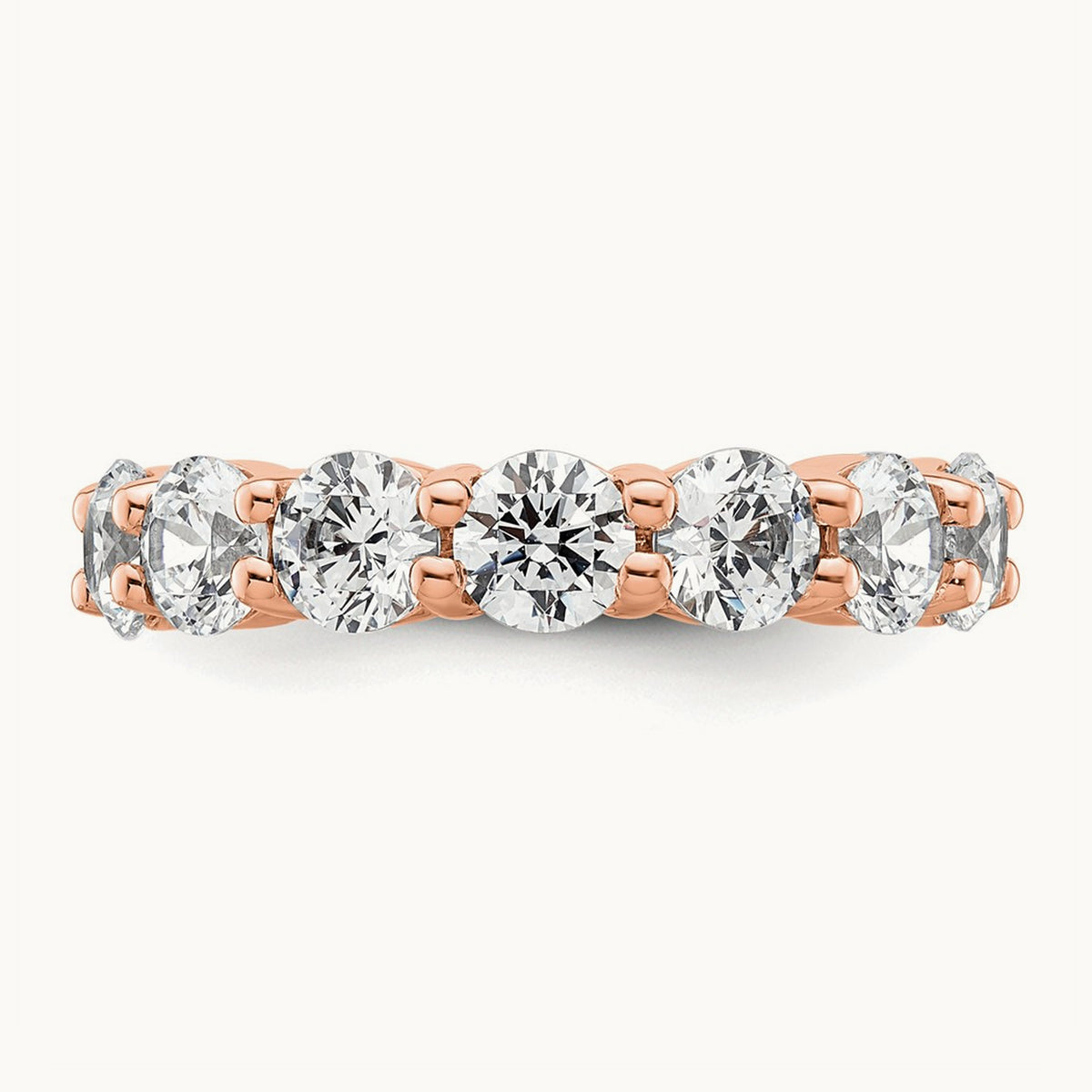Polished Shared Prong Diamond Eternity Band, 4.00 ct tw — 14K Rose Gold