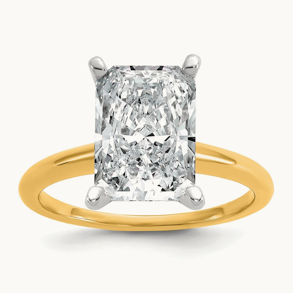 Radiant Solitaire Engagement Ring, 0.50-5.00 ct tw Lab-Grown Diamond — 4 ct, 14K Two-Tone