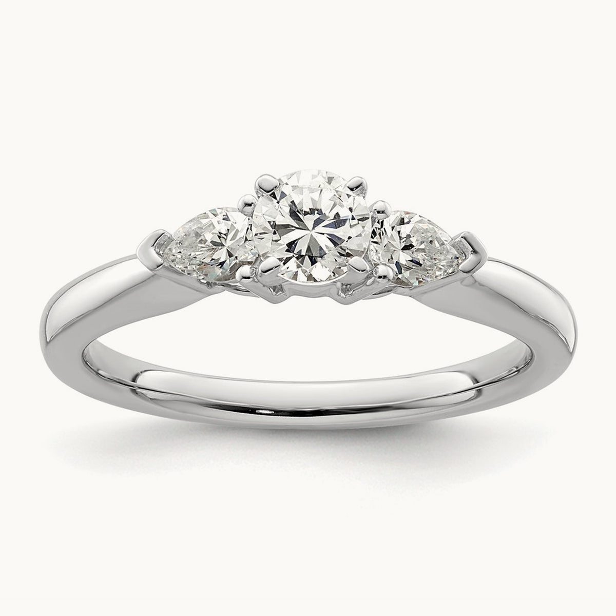 3-Stone Diamond Peg Set Semi-mount Engagement Ring, 14K White Gold