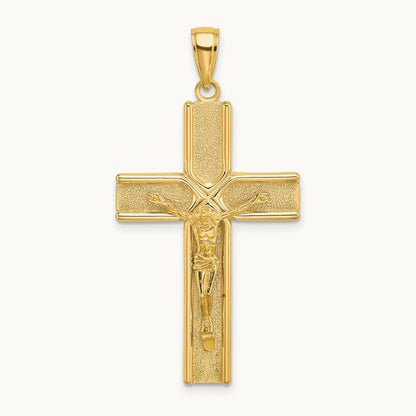 W/ Satin Finish Crucifix Charm, 14K