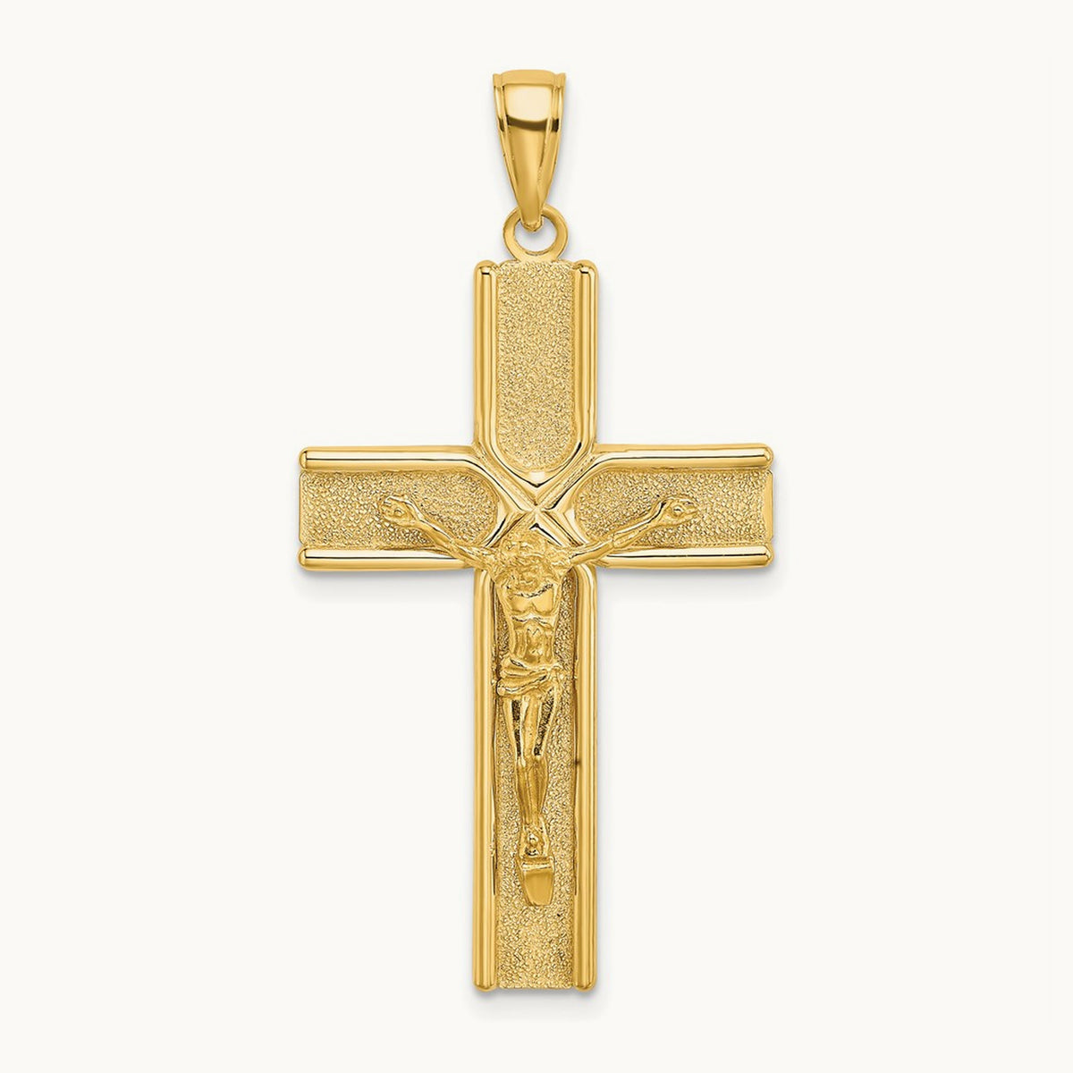 W/ Satin Finish Crucifix Charm, 14K