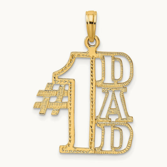 #1 DAD Cut-out Charm, 14K