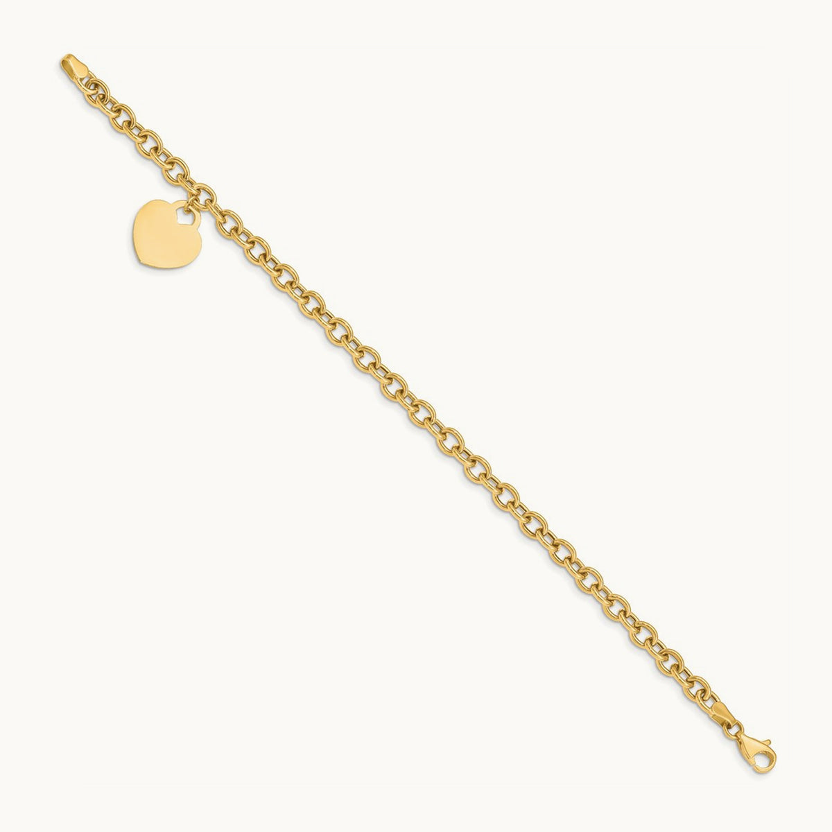 Heart Charm Hollow Bracelet, 14K