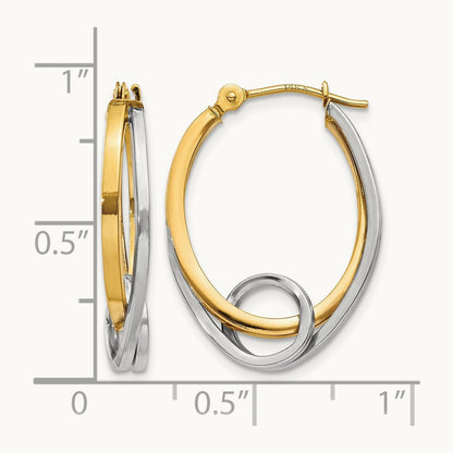 Oval Loop Hoop Earrings, 14K Two-tone