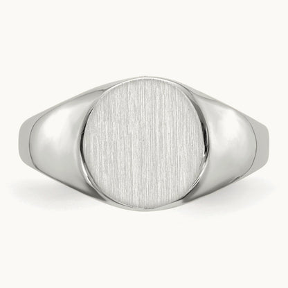 9.0x9. Closed Back Signet Ring, 5mm, 14K White Gold