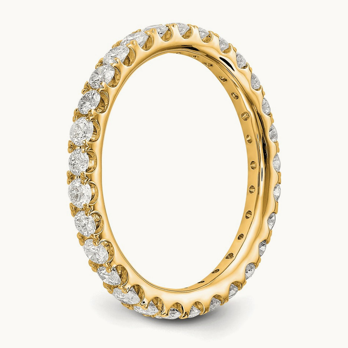 Polished U Shared Prong Diamond Eternity Band, 1.00 ct tw — 14K Yellow Gold