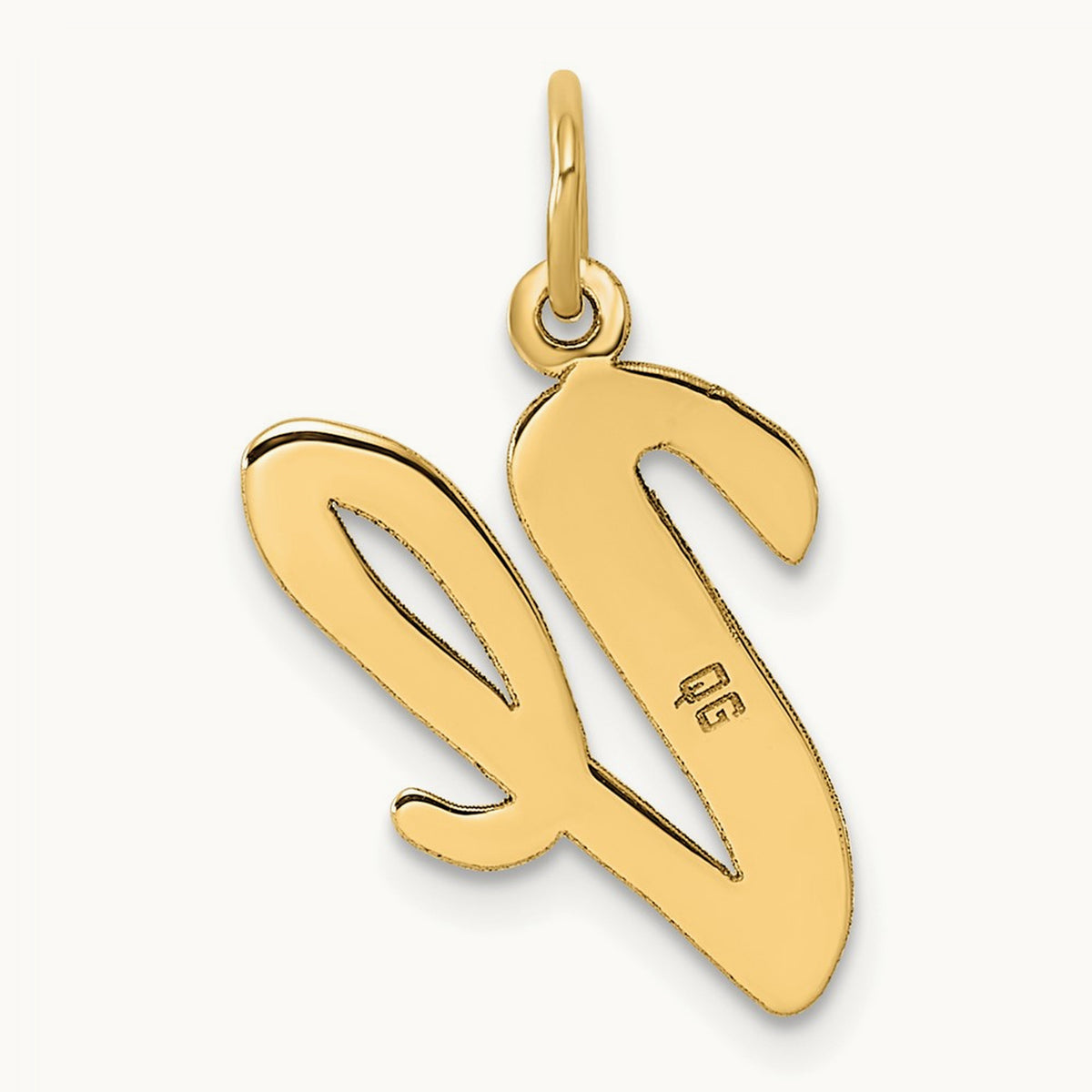 Large Script Initial Charm — 14K Yellow Gold, V