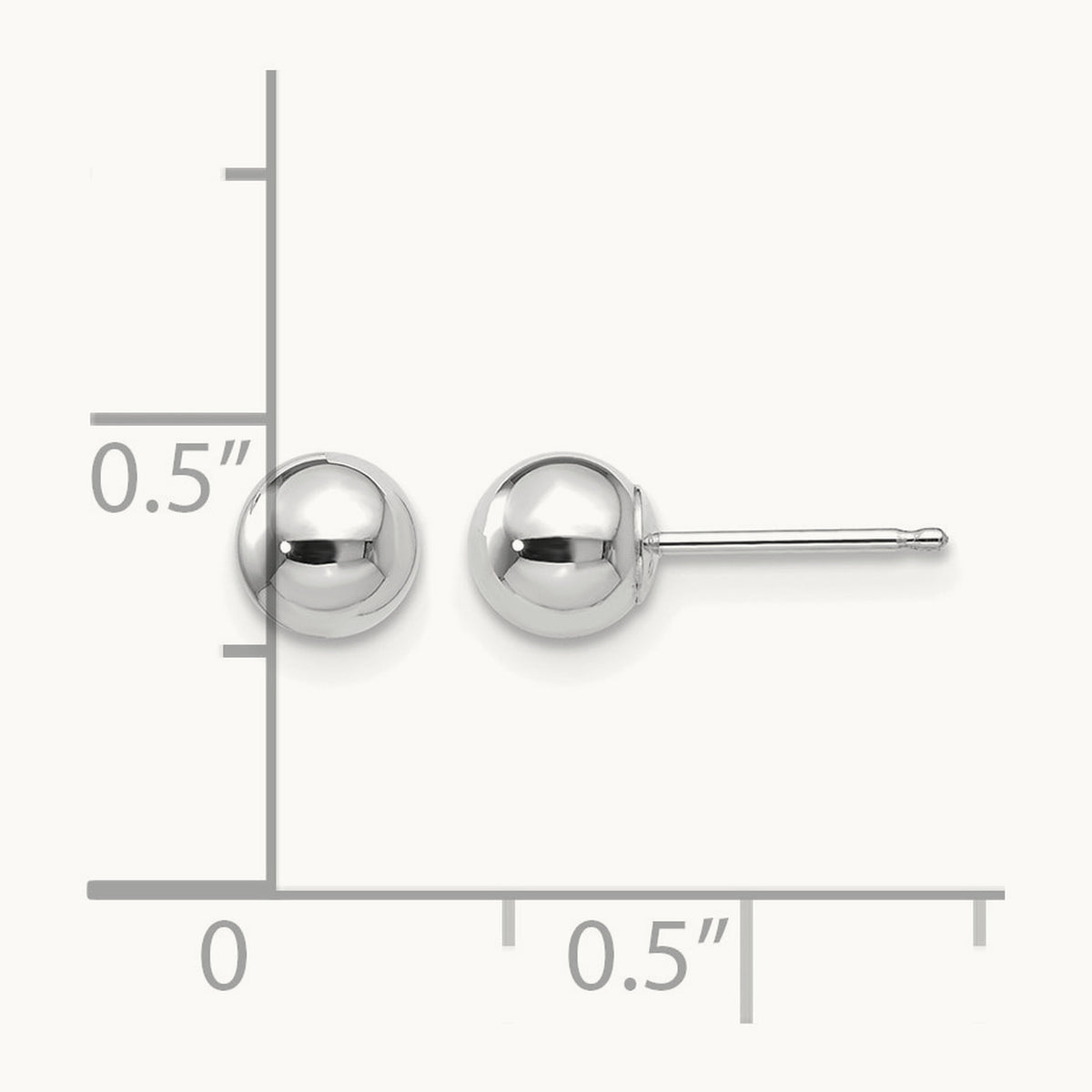 Polished Ball Post Earrings — 14K White Gold, 5mm