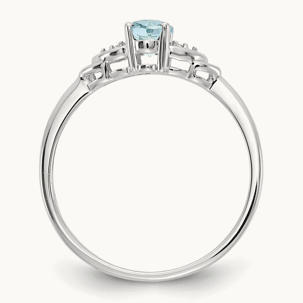Aquamarine and Diamond Ring, 14K White Gold