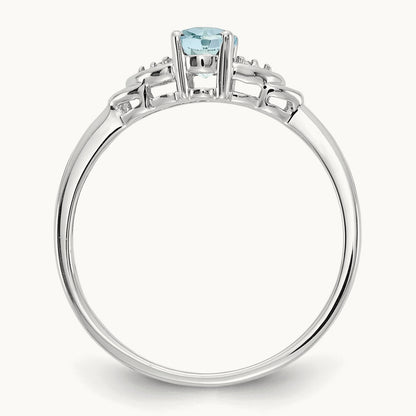 Aquamarine and Diamond Ring, 14K White Gold