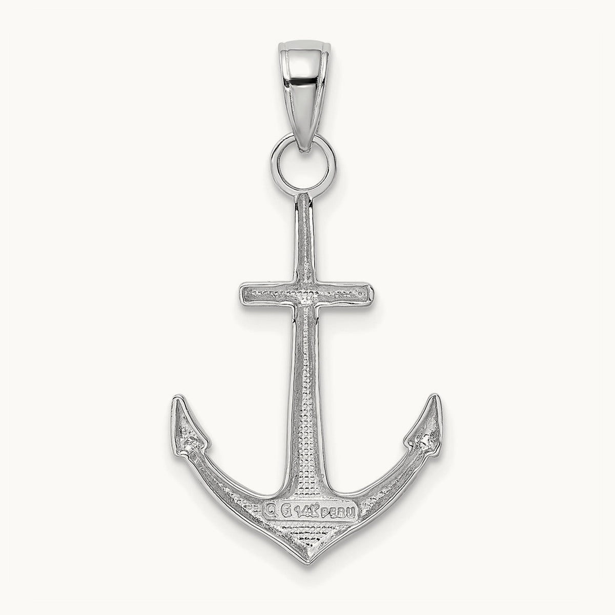 Polished Anchor Pendant — 14K White Gold, 31.6mm
