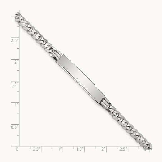 WG Flat Curb Link ID Bracelet, 14K
