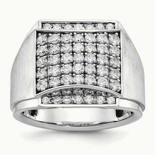 IBGoodman Men's Polished & Satin Diamond Cluster Ring, 14K White Gold