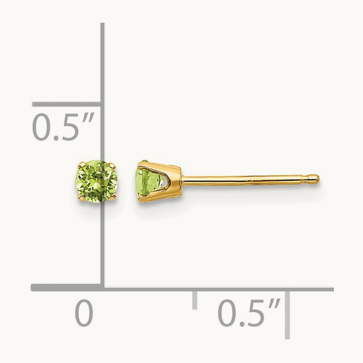 August/Peridot Post Earrings — 3mm
