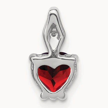 Heart Garnet and Diamond Pendant, 14K White Gold