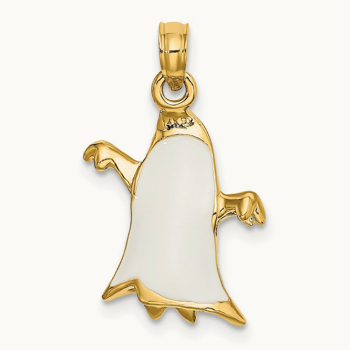 3-D Enameled Ghost Charm, 14K