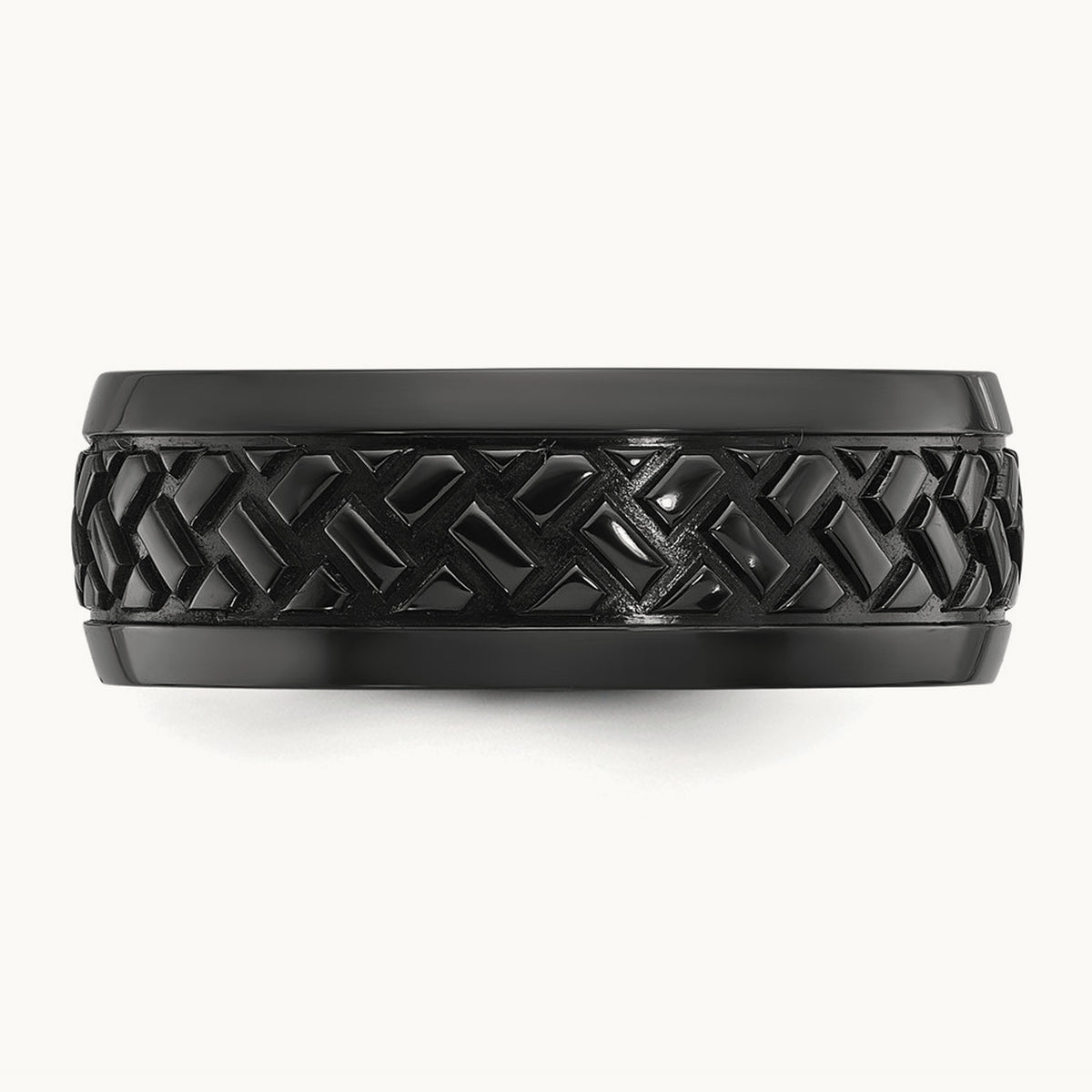 Black Zirconium Polished Grooved Band, 8mm