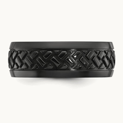 Black Zirconium Polished Grooved Band, 8mm