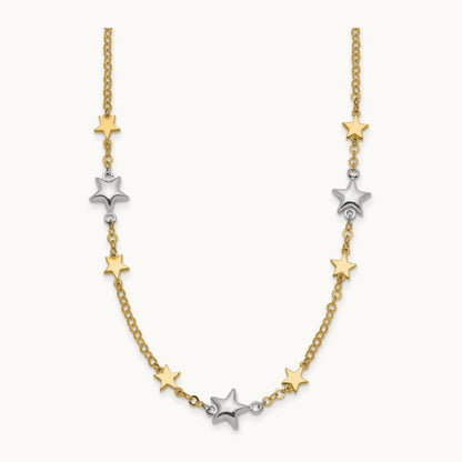 Stars w/1in ext. Necklace, 14K Two-tone