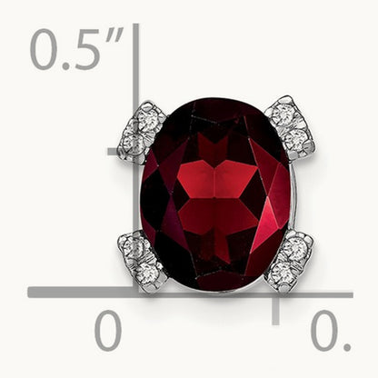 Oval Garnet and Diamond Chain Slide, 14K White Gold