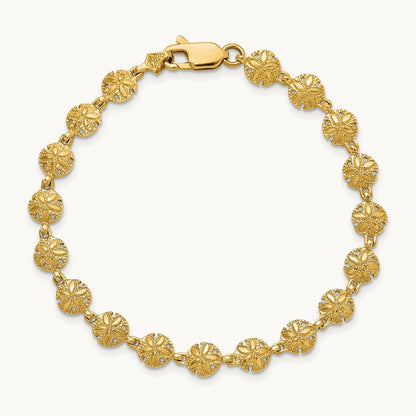 Polished /Textured Mini Sand Dollar Bracelet, 14K