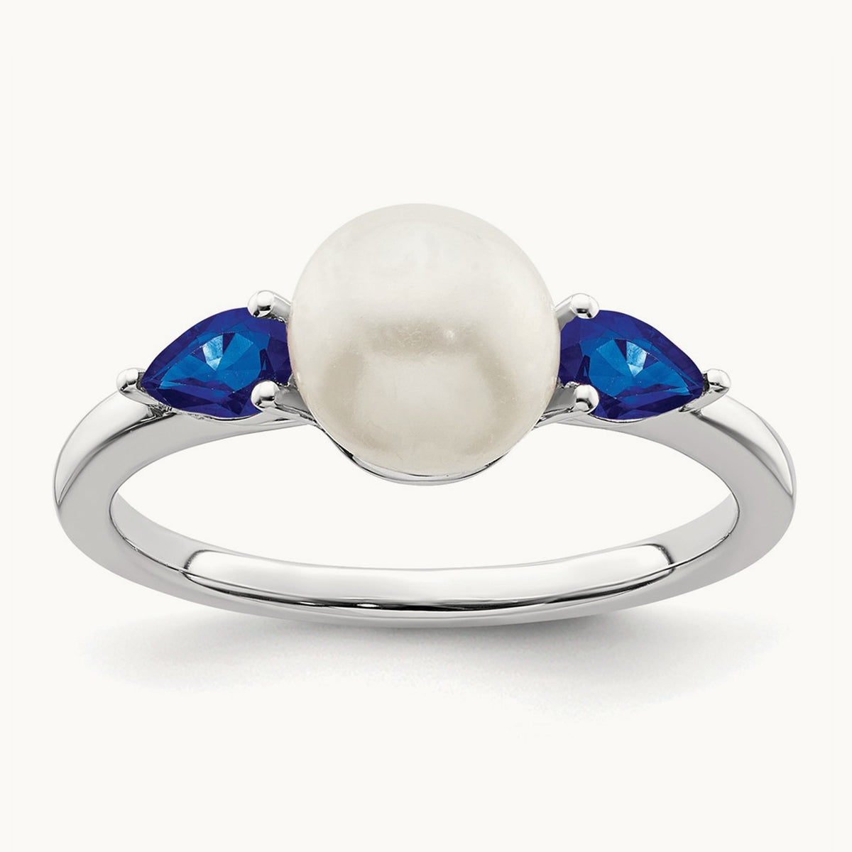 FWC Pearl and Sapphire Ring, 14K White Gold