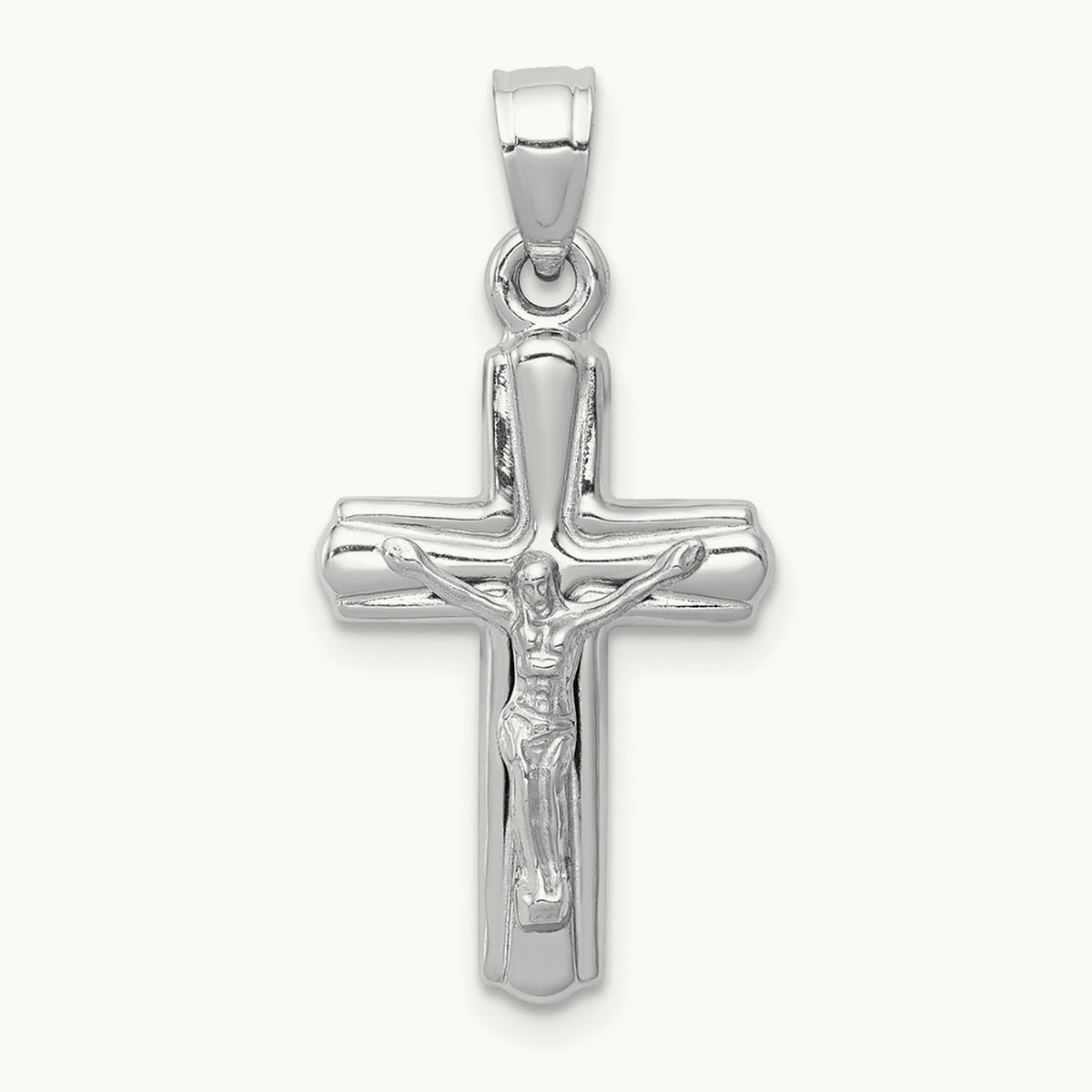 Reversible Crucifix Pendant — 14K White Gold, 28mm