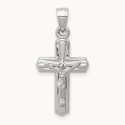 Reversible Crucifix Pendant — 14K White Gold, 28mm