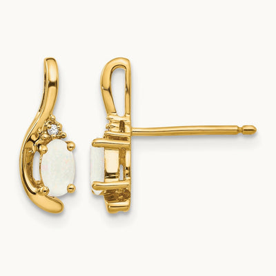Opal and Diamond Post Earrings — photo set