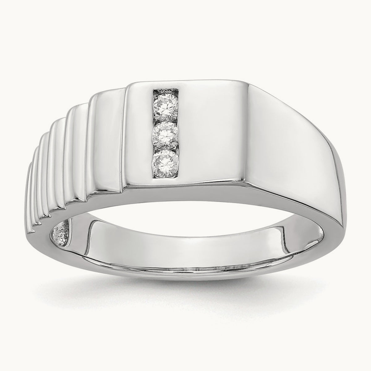 Diamond Mens Ring, 14K White Gold