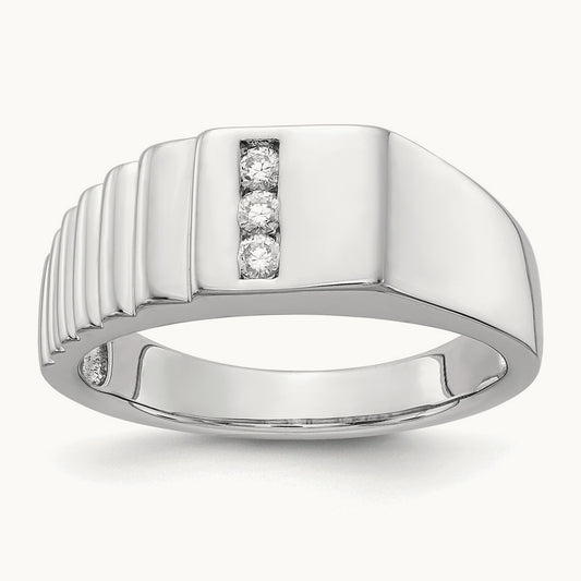 Diamond Mens Ring, 14K White Gold