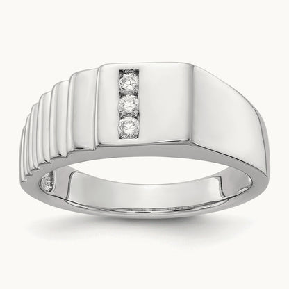 Diamond Mens Ring, 14K White Gold