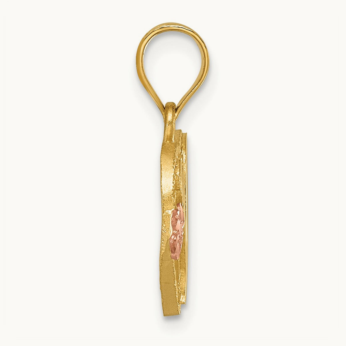Heart Initial Pendant — 14K Two-Tone Gold, V