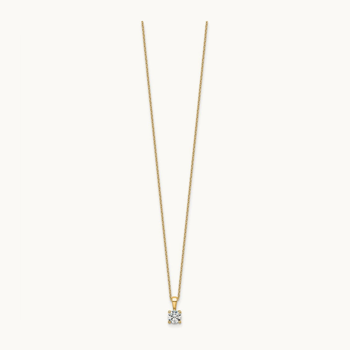 Four-Prong Pendant Necklace, 0.50-2.00 ct tw Lab-Grown Diamond — 1/2 ct, 14K Yellow Gold