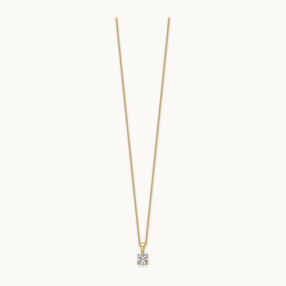 Four-Prong Pendant Necklace, 0.50-2.00 ct tw Lab-Grown Diamond — 1/2 ct, 14K Yellow Gold