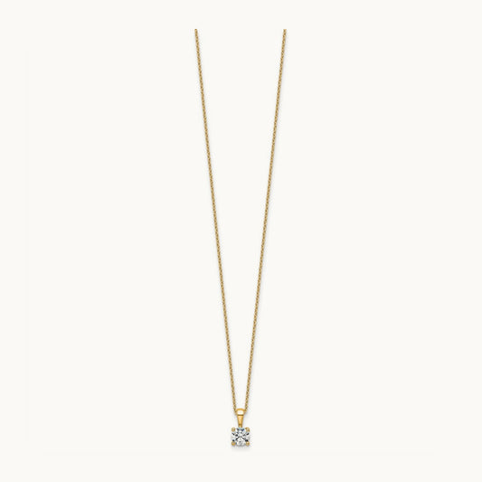 Four-Prong Pendant Necklace, 0.50-2.00 ct tw Lab-Grown Diamond — 1/2 ct, 14K Yellow Gold